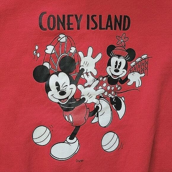 Vtg Y2K red Mickey & Minnie Coney Island official Disney zip up hoodie - Picture 7 of 16